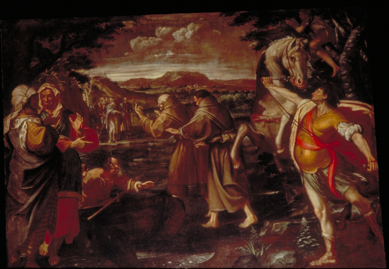 San Pietro d'Alcantara attraversa miracolosamente un fiume (dipinto) di Umile da Foligno (seconda metà sec. XVII)