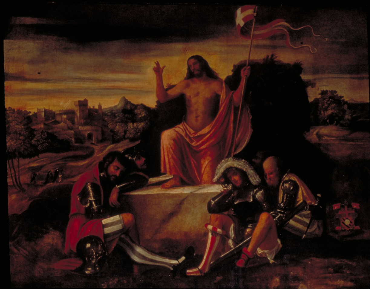 Cristo risorto benedicente (dipinto) - ambito bergamasco (sec. XVI)