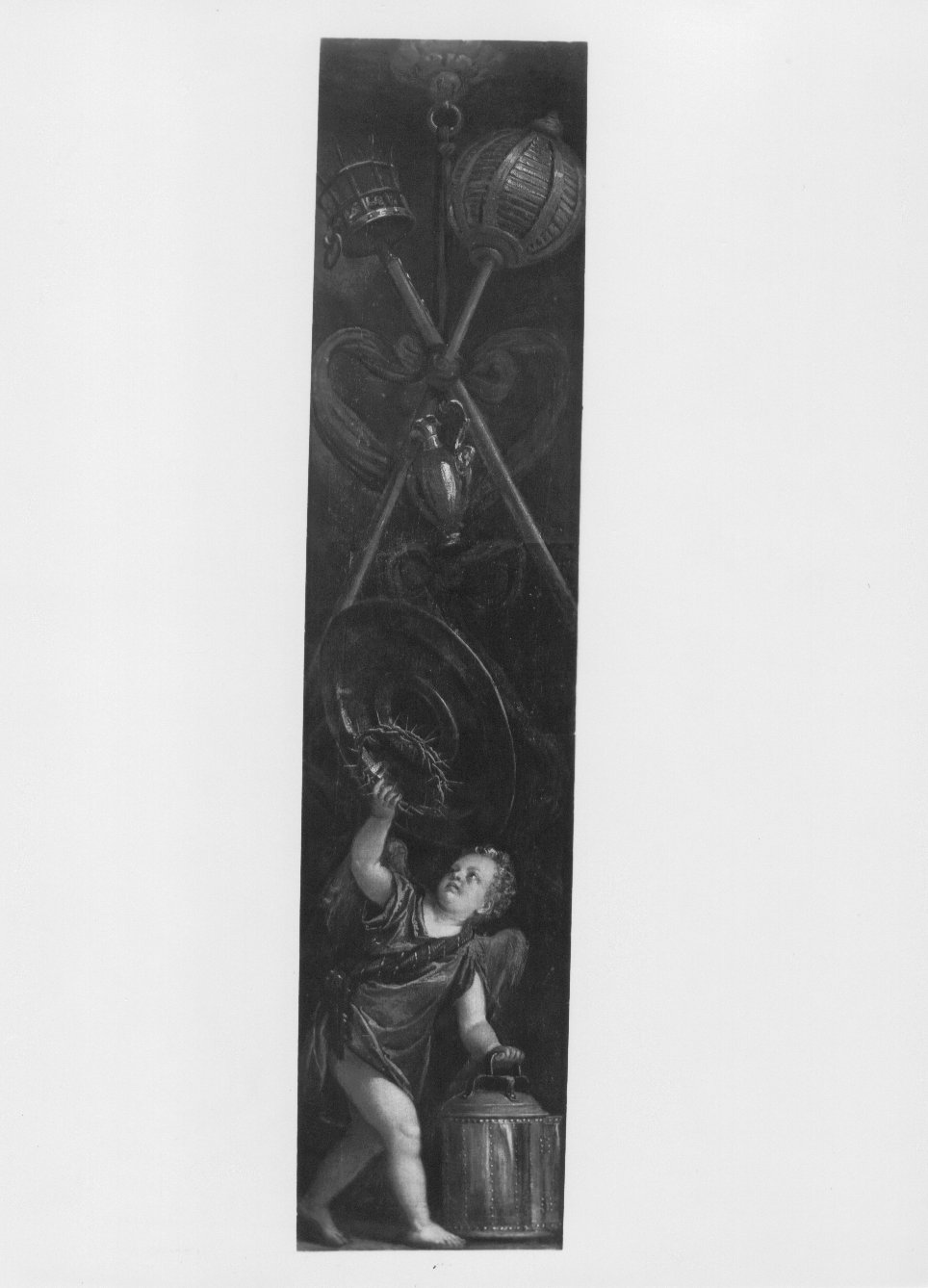 angelo con strumenti della passione (dipinto) di Caliari Carlo detto Carletto Caliari (ultimo quarto sec. XVI)