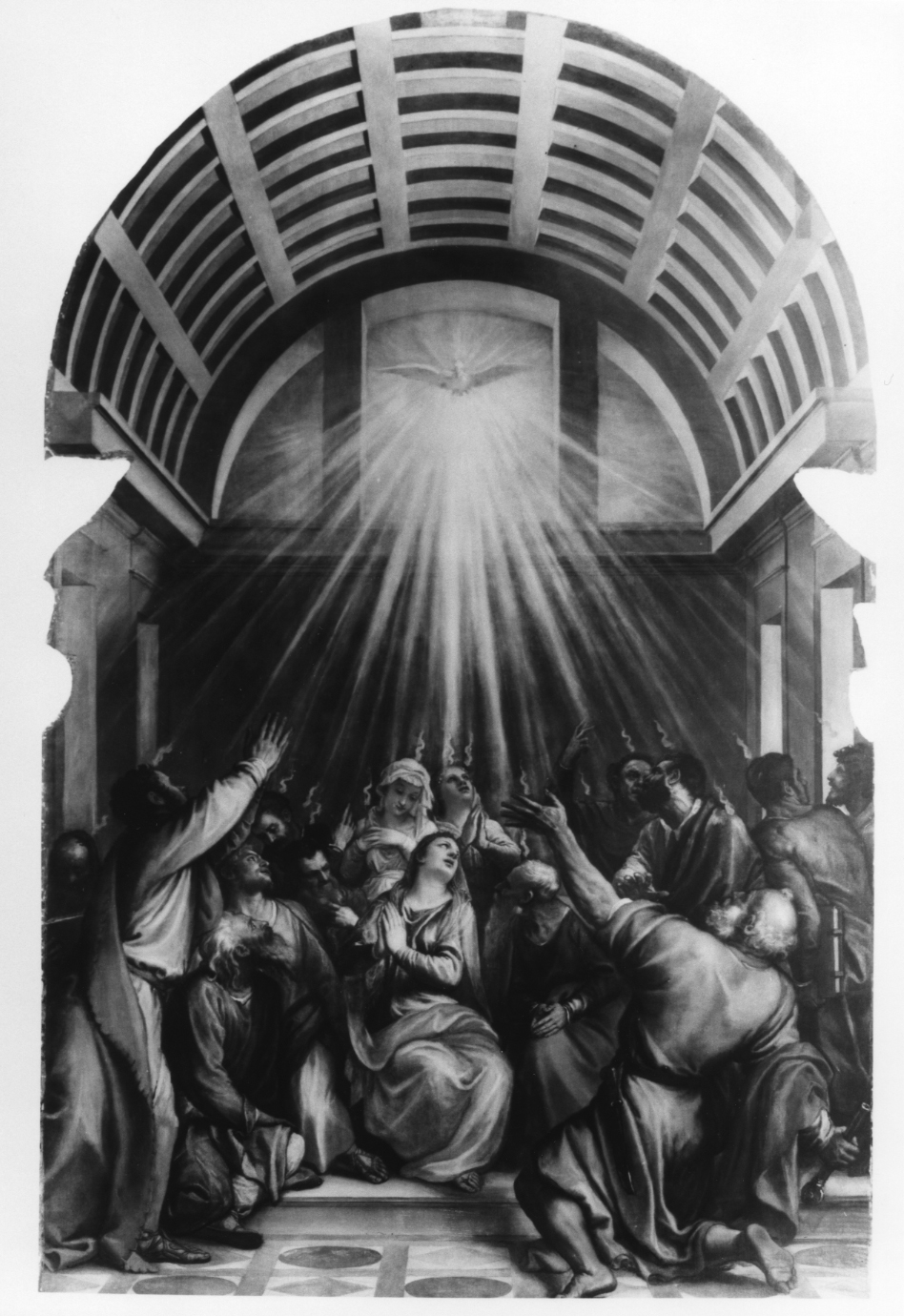 Pentecoste (pala d'altare, elemento d'insieme) di Vecellio Tiziano (sec. XVI)