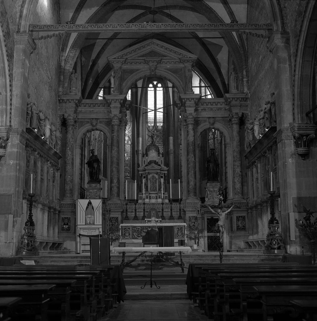 altare maggiore, insieme di Campagna Girolamo (attribuito) (sec. XVII)