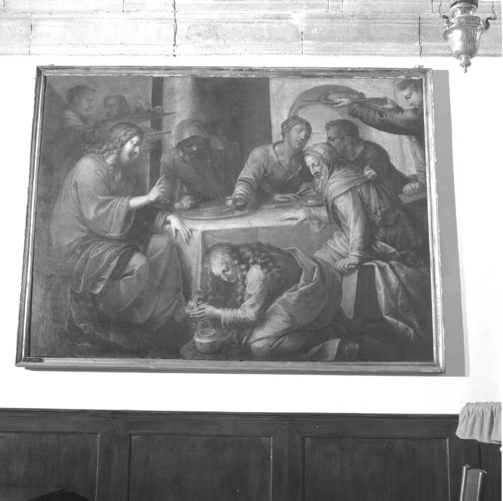Santa Maria Maddalena unge i piedi di Cristo (dipinto) di Bambini Nicolò (maniera) (seconda metà sec. XVII)