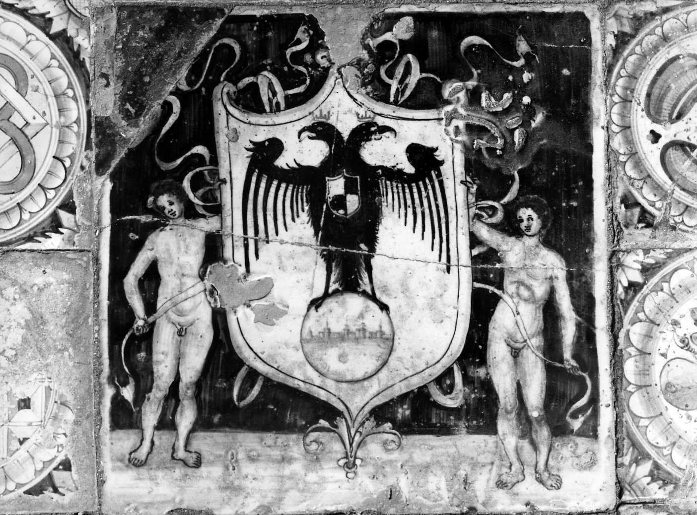 stemma della famiglia Lando (piastrella) - ambito veneziano (sec. XVI)