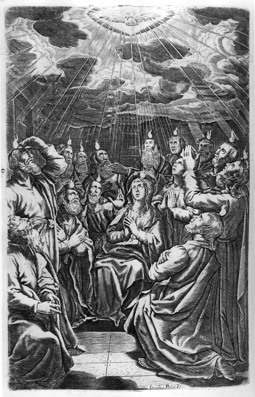 Pentecoste (stampa) di Pecini Giacomo (ultimo quarto sec. XVII)