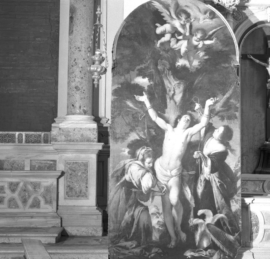 martirio di San Sebastiano (pala d'altare) di Strozzi Bernardo (metà sec. XVII)