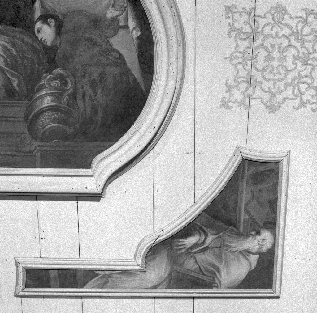 Padre della Chiesa (dipinto, elemento d'insieme) di Negretti Jacopo detto Palma il Giovane (sec. XVI)