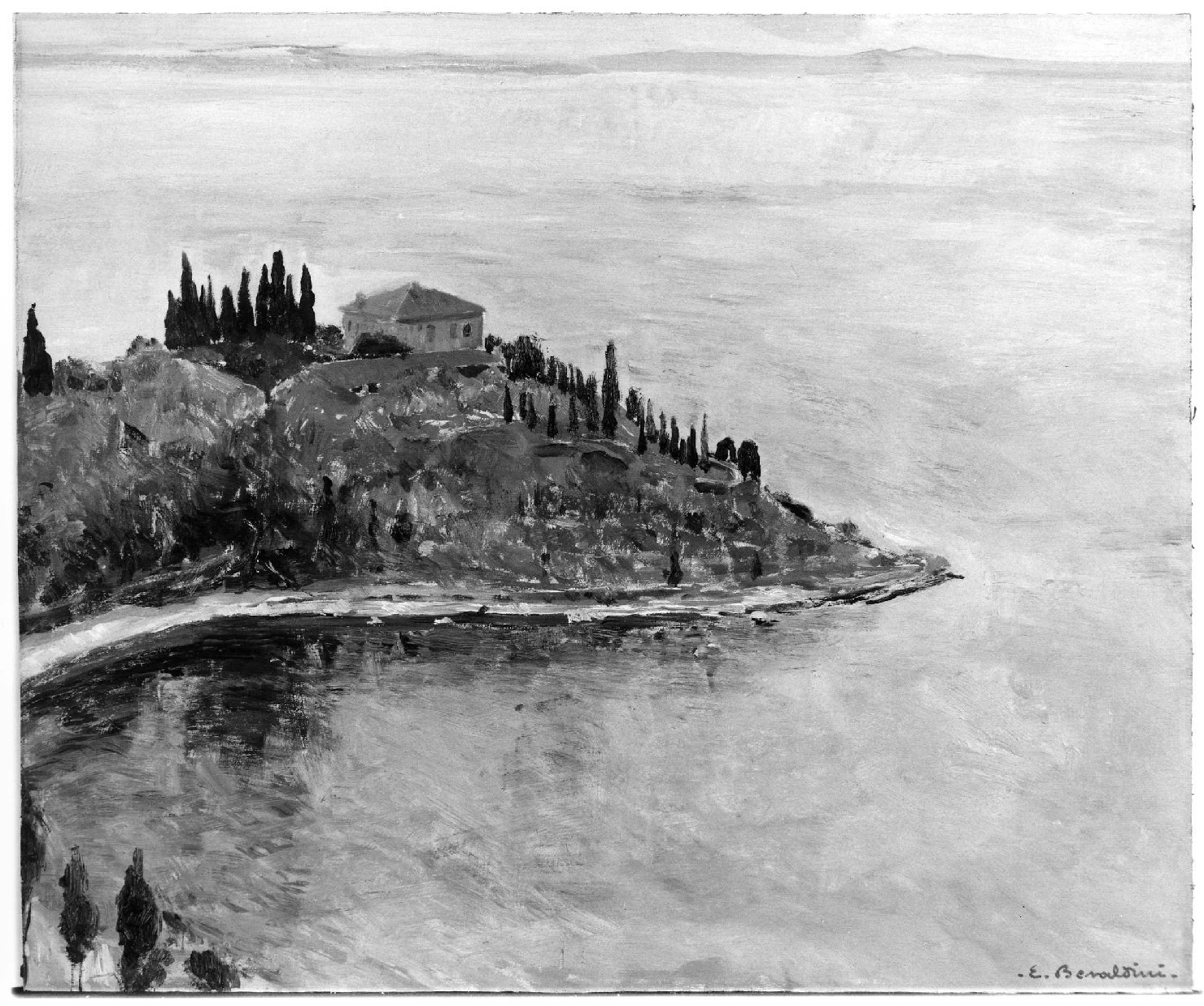 Baia delle Sirene, paesaggio (dipinto, opera isolata) di Beraldini Ettore (sec. XX)