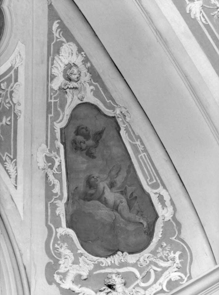 un angelo e due cherubini (dipinto) - ambito veneto (sec. XVIII)