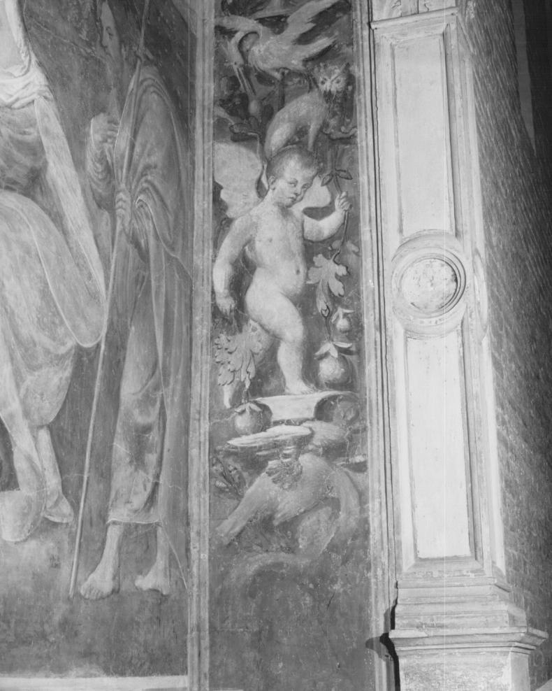 angioletto con rami con frutti e animali (dipinto) - ambito veneto (sec. XVI)