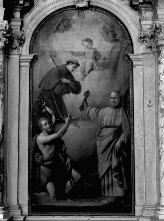 Gesù Bambino con San Giovanni Battista, San Pietro Apostolo e Sant'Anton io da Padova (dipinto) - ambito veneto (sec. XIX)