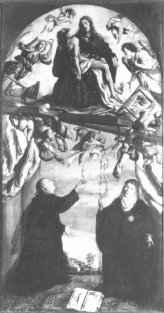Pietà/ Santa Chiara/ Sant' Agnese (dipinto) di Bassanello - ambito spagnolo (?) (sec. XVII)
