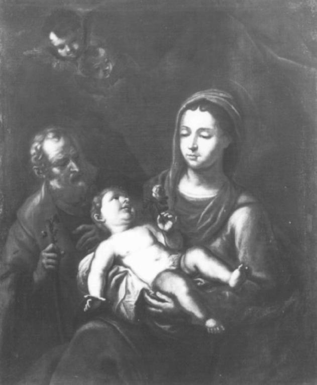 Sacra famiglia (dipinto) di Ruschi Francesco (cerchia), Zanchi Antonio (cerchia) - ambito padano (sec. XVII)