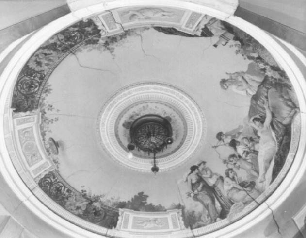 scena mitologica tra putti alati e motivi floreali (dipinto, ciclo) di Casa Giacomo (sec. XIX)