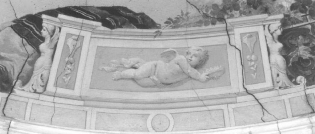 putto alato con corona (dipinto) di Casa Giacomo (sec. XIX)