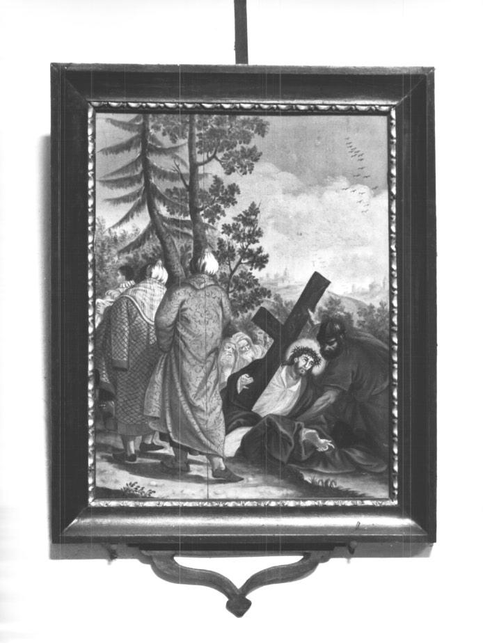 stazione V: Gesù aiutato dal cireneo a portare la croce (dipinto, elemento d'insieme) di Ricci Antonio Detto Vicentino (sec. XVIII)
