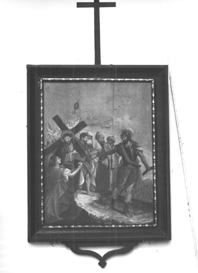 stazione VI: Gesù asciugato dalla Veronica (dipinto, elemento d'insieme) di Ricci Antonio Detto Vicentino (sec. XVIII)
