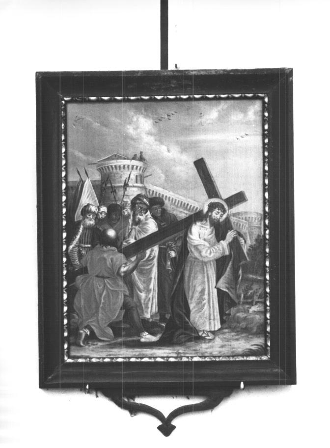 stazione VII: Gesù cade sotto la croce la seconda volta (dipinto, elemento d'insieme) di Ricci Antonio Detto Vicentino (sec. XVIII)