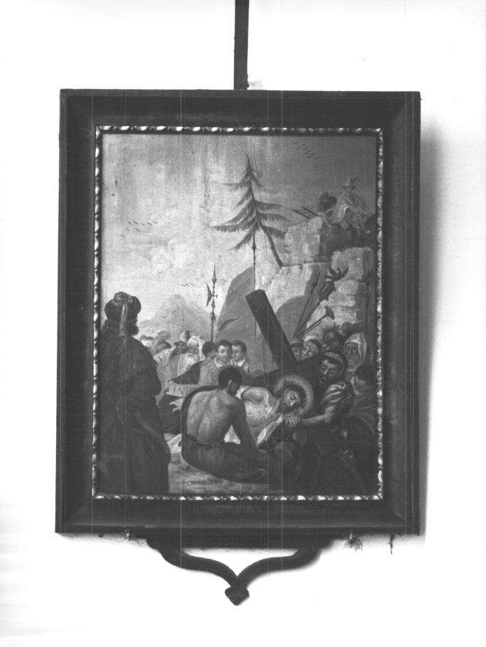 stazione IX: Gesù cade sotto la croce la terza volta (dipinto, elemento d'insieme) di Ricci Antonio Detto Vicentino (sec. XVIII)