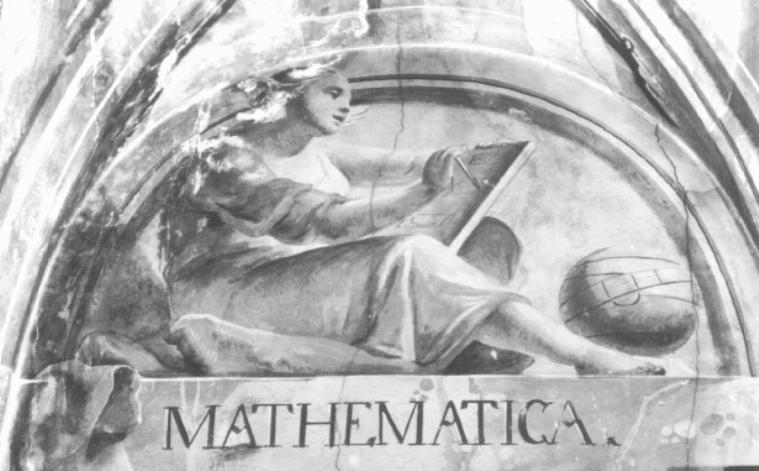 figura allegorica femminile: la Matematica (dipinto) di Le Gru Giuseppe (sec. XVIII)