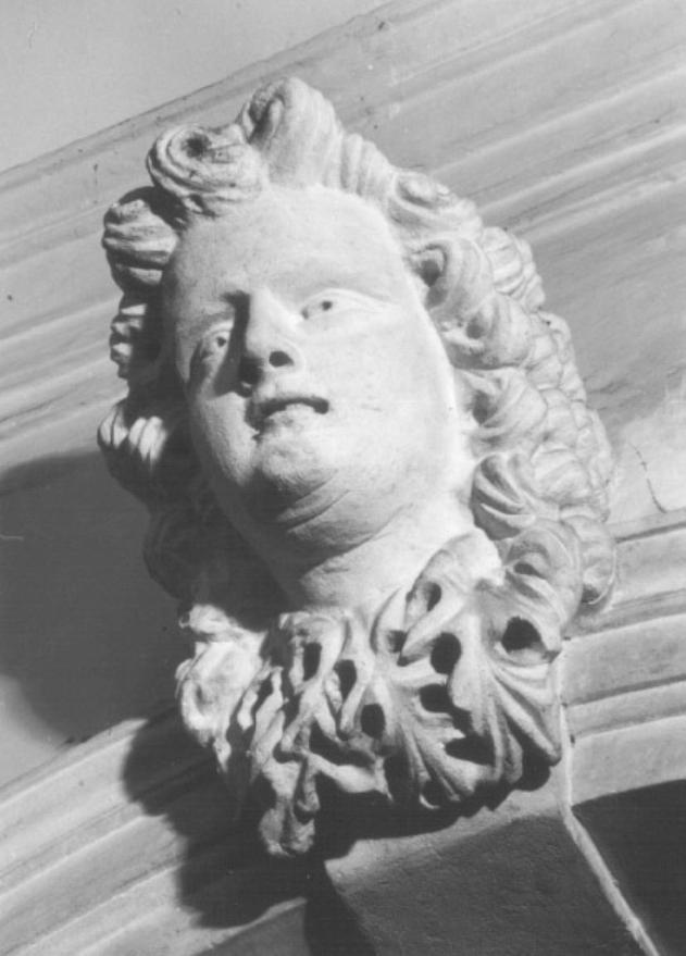 testa di uomo con ghirlanda (scultura) di Viola Zanini Giuseppe - ambito padovano (primo quarto sec. XVII)