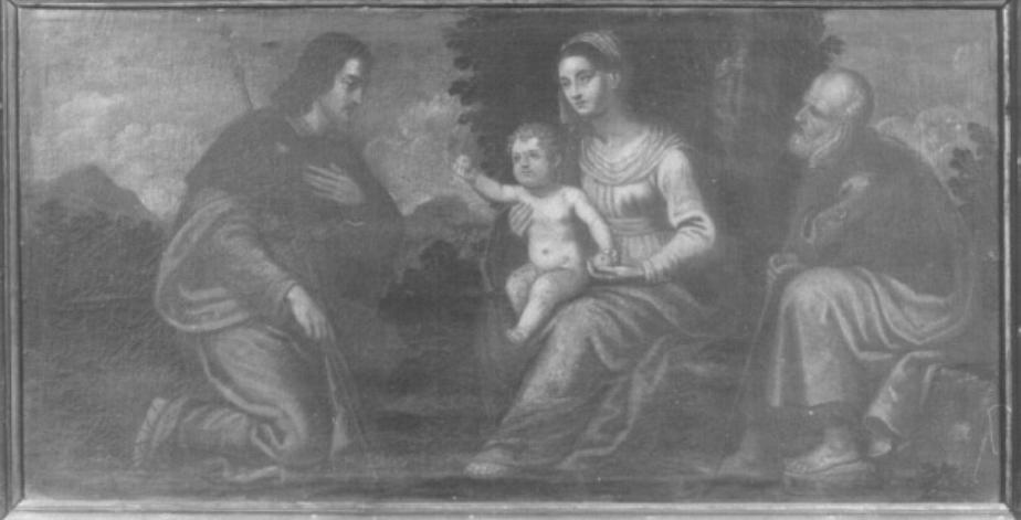 Madonna con Bambino, San Giuseppe e San Rocco (dipinto) di De Pitati Bonifacio detto Bonifacio Veronese (cerchia) - ambito padovano (seconda metà sec. XVI)
