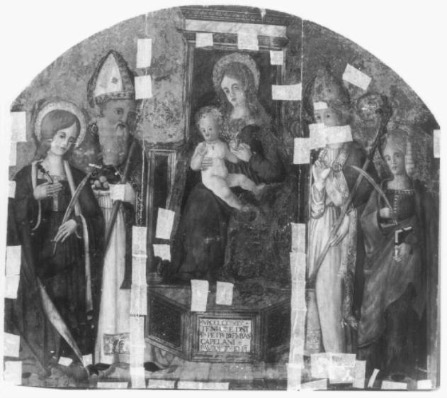 Madonna con Bambino in trono e santi (dipinto) - ambito veneto (sec. XVI)