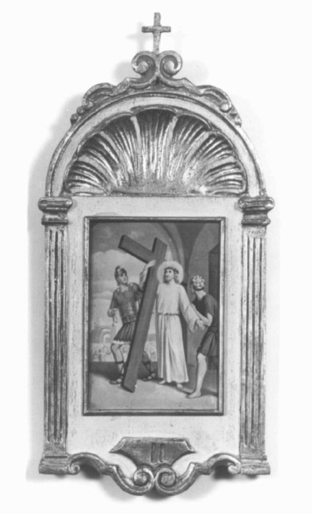stazione II: Gesù caricato della croce (dipinto) di Secchi C (secc. XIX/ XX)