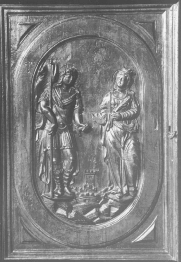 San Vittore e Santa Corona (rilievo) di Terilli Francesco detto Rossetto (sec. XVII)