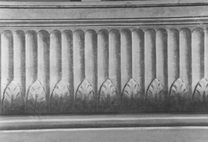 motivi decorativi a finte scanalature e fogliette lanceolate (dipinto) di Orsi Tranquillo (attribuito) (sec. XIX)