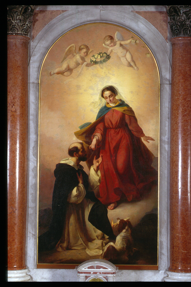 Madonna del Rosario con San Domenico di Guzman (dipinto) di Motta Alvise (attribuito) - ambito veneto (sec. XIX)