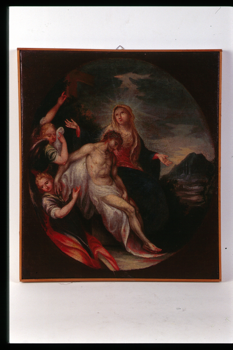 Cristo in pietà sorretto da angeli (dipinto) - manifattura veneta (sec. XVIII)