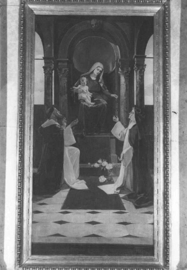 Madonna in trono col Bambino, Santa Rosa, San Simone Stock (dipinto) - ambito veneto (primo quarto sec. XX)