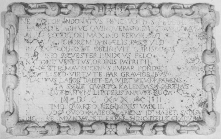 lapide commemorativa - ambito veneto (sec. XVII)