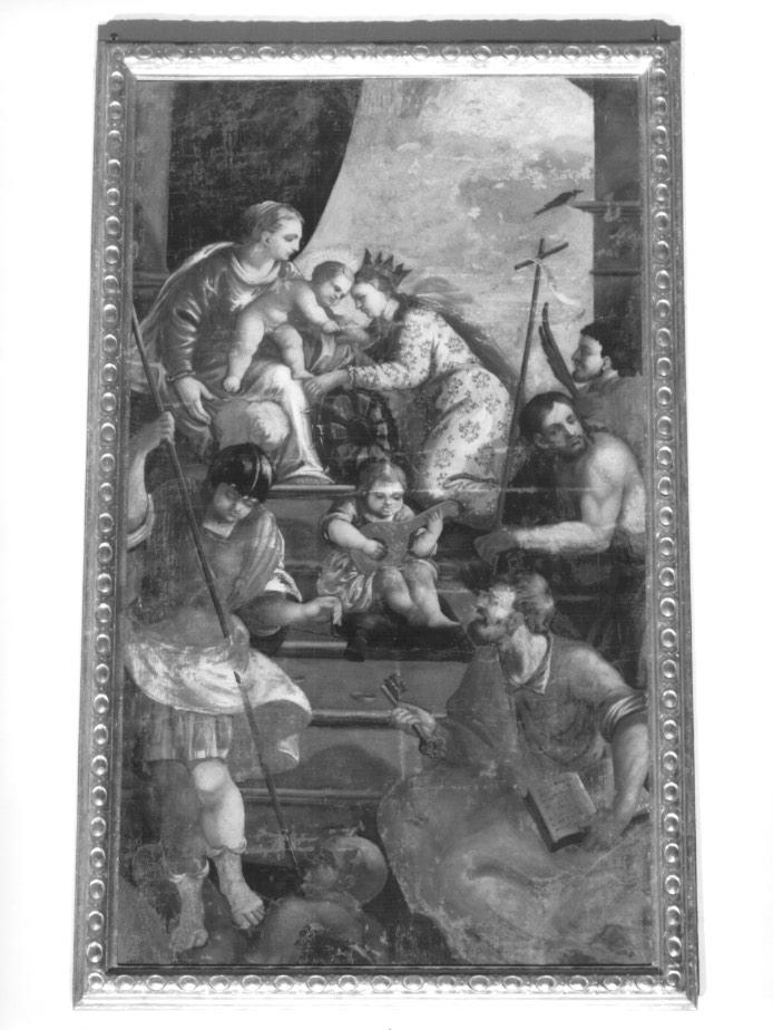 Madonna con Bambino in trono, Santa caterina d'Alessandria, San Giovanni battista, San Michele arcangelo e San Pietro (dipinto) - ambito veneto (secc. XVI/ XVII)