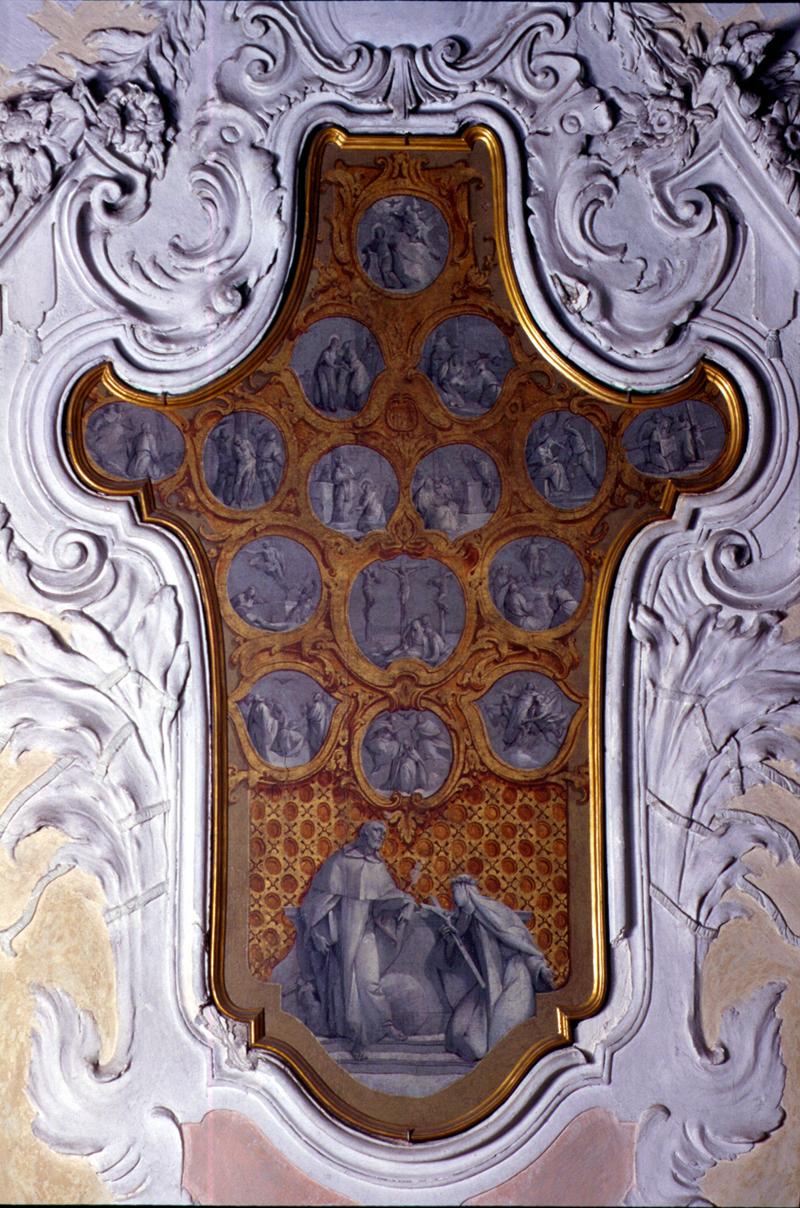 Misteri del Rosario, San Domenico e Santa Chiara (dipinto) di Scajario Giovanni (attribuito) - ambito veneto (sec. XVIII)