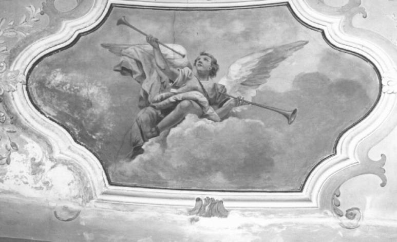 angelo con trombe (dipinto) di Guaranda Vincenzo (scuola) - ambito veneto (secc. XVIII/ XIX)