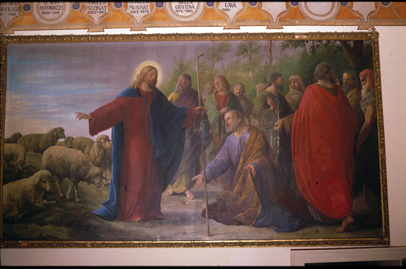 Cristo consegna le chiavi a San Pietro (dipinto) - manifattura veneta (fine sec. XIX)