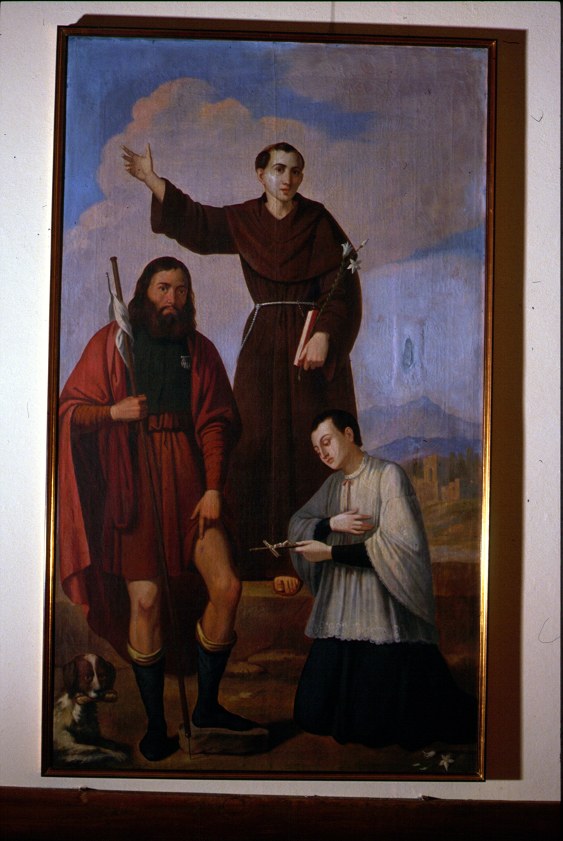 Sant'Antonio da Padova, San Rocco ed un pievano (dipinto) - bottega veneta (sec. XIX)