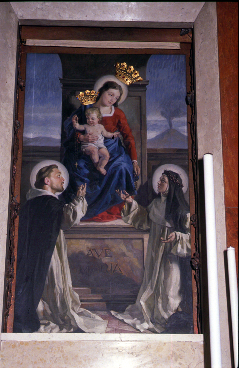 Madonna del Rosario (dipinto) di Borsato Gino (attribuito) - ambito veneto (sec. XX)