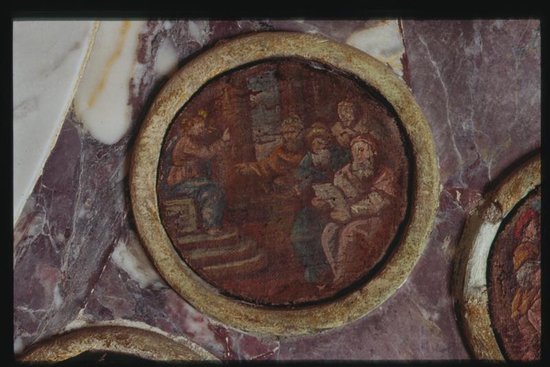 disputa di Gesù con i dottori del tempio (dipinto) - manifattura veneta (secondo quarto sec. XVII)