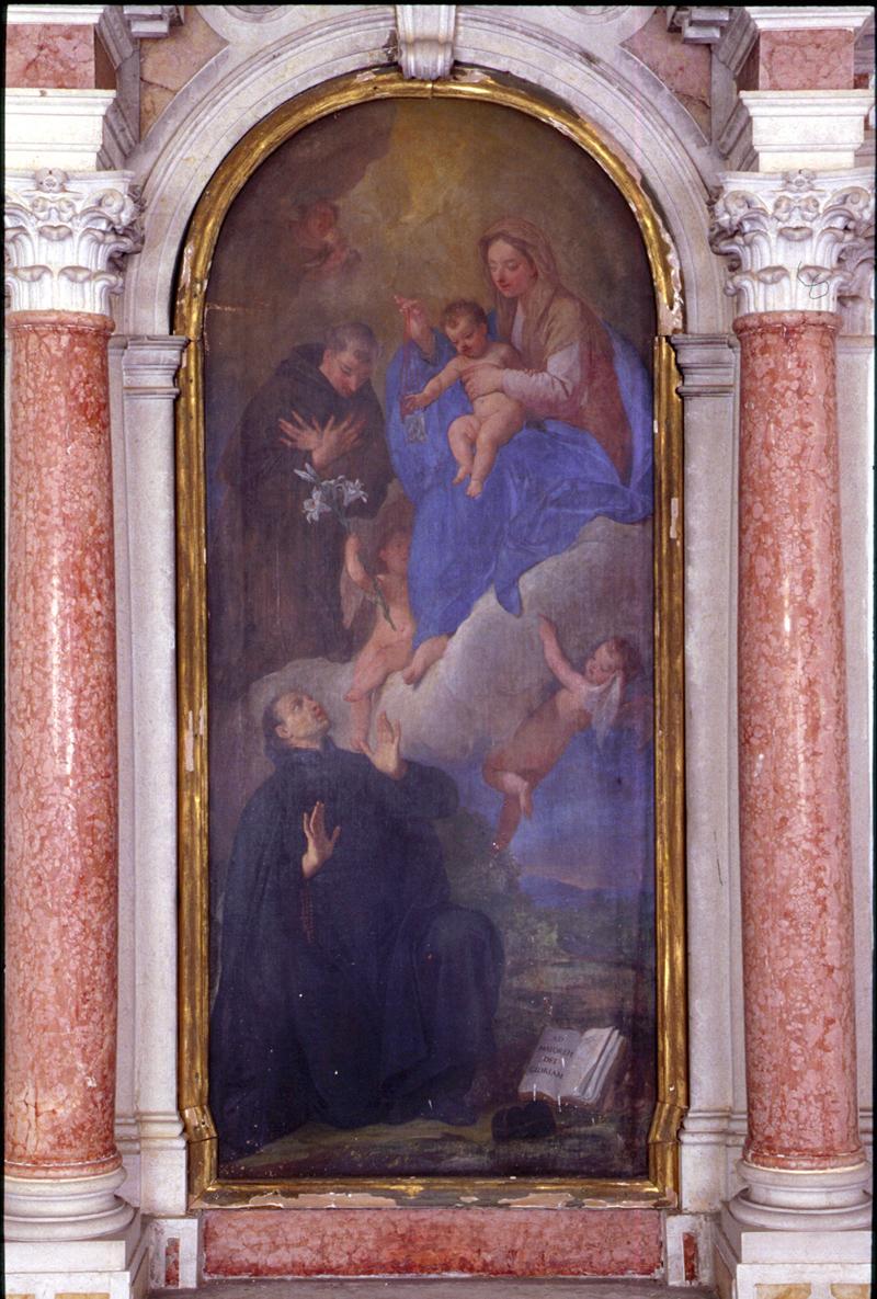 Madonna con Bambino, Sant'Antonio da Padova e santo (dipinto) - manifattura veneta (seconda metà sec. XVIII)