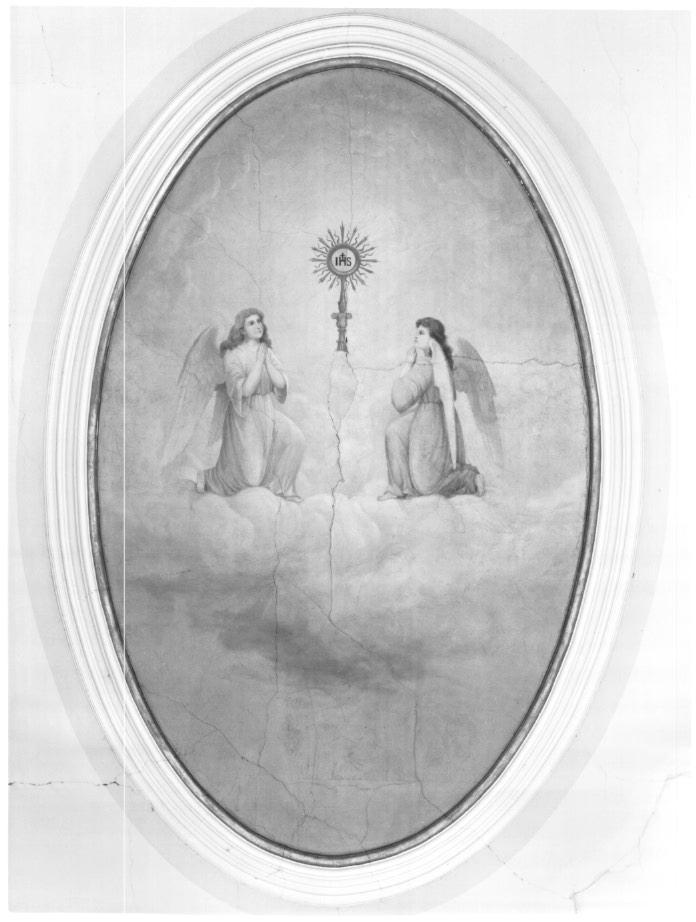 angeli adoranti il calice eucaristico (dipinto) - ambito veneto (primo quarto sec. XX)