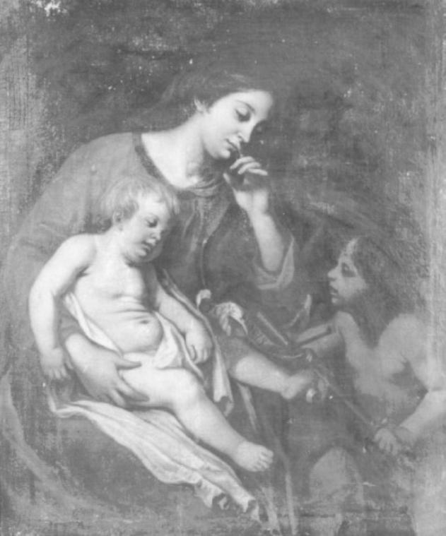 Madonna con Bambino e San Giovannino (dipinto) di Strozzi Bernardo - ambito trevigiano (sec. XVII)