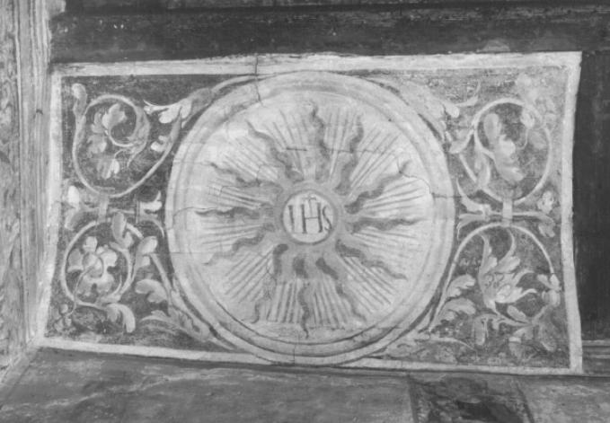 emblema bernardiniano/ motivi decorativi vegetali (dipinto) - ambito trevigiano (seconda metà sec. XV)