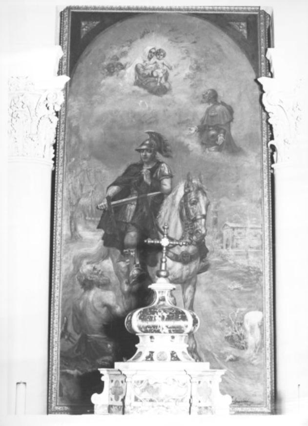 madonna con Bambino, San Rocco e San Martino che dona parte del mantello a l pover (pala) - ambito veneto (prima metà sec. XX)