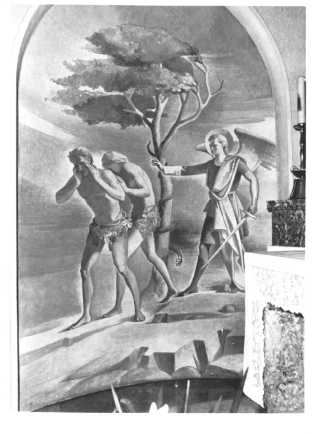 cacciata di Adamo ed Eva dal paradiso terrestre (dipinto) - ambito veneto (sec. XX)