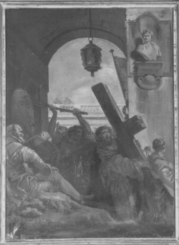 stazione II: Gesù caricato della croce (dipinto) di Stecherle (sec. XX)