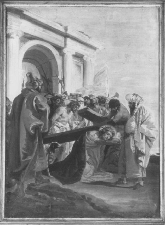 stazione III: Gesù cade sotto la croce la prima volta (dipinto) di Stecherle (sec. XX)