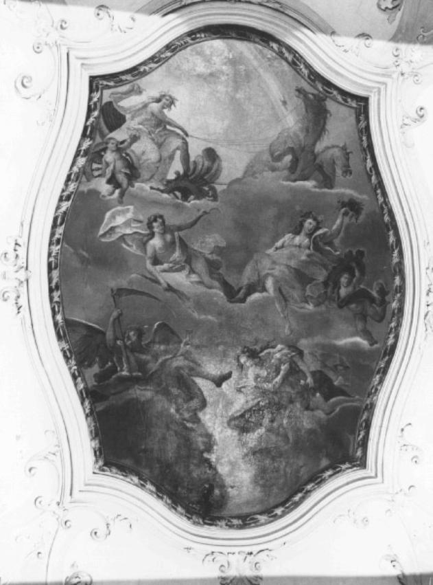 Apollo sul carro e allegoria delle stagioni (dipinto) - ambito veneto (sec. XVIII)