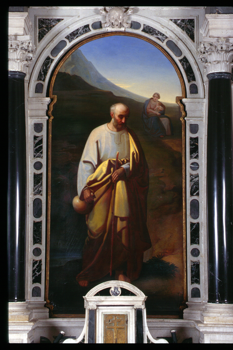 San Giuseppe che attinge acqua durante la fuga in Egitto (dipinto) di Boldini Giuseppe - ambito veneto (terzo quarto sec. XIX)